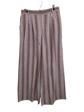 NWT American Eagle Wide Leg Linen Blend Pink Striped Pants Beachy Boho Medium